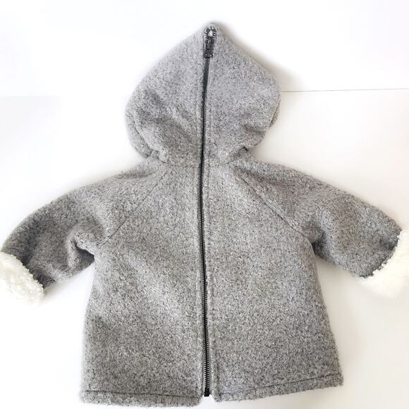 FINA EJERIQUE NWT Baby Faux Sheepskin Hooded Coat in Gray Size 12M - Picture 8 of 12
